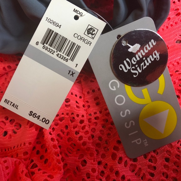 Go Gossip Crochet Tankini Pink/Gray Top - Picture 7 of 8